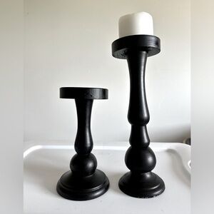Black Pillar Candle Holders set of 2